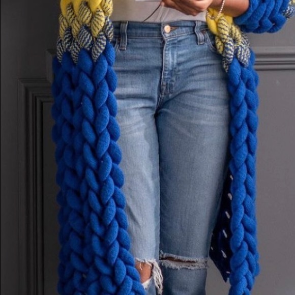 Blue and Yellow, Ms Meri Mak Boutique Jolie cardigan. - Picture 2 of 4